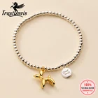 Trustdavis подлинный 925 стерлингового серебра минималистский 3 мм бусины животные воздушный шар собака эластичный браслет для женщин Свадебные ювелирные изделия DA2609