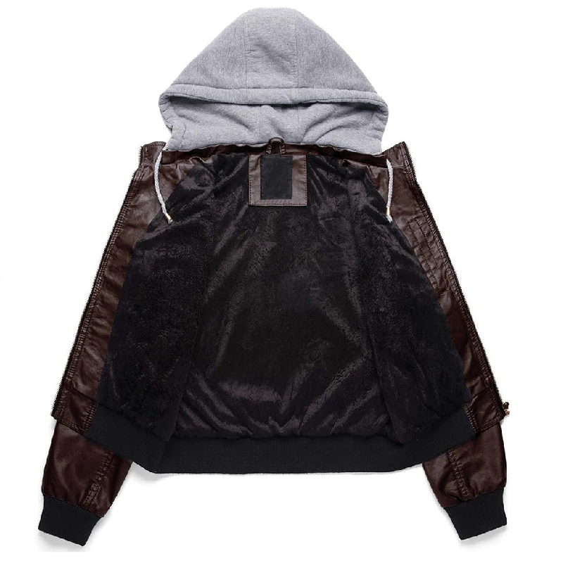 Женская кожаная куртка сезон зима 2019 коричневые женские Базовые Куртки Пальто