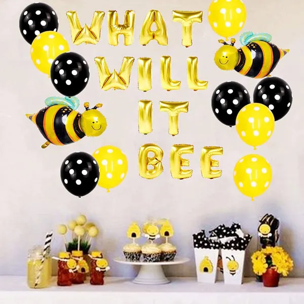 

What Will It Bee Party Balloons What Will It Bee Banner Baby Shower Party Decoration for Gender Reveal Party Decoration