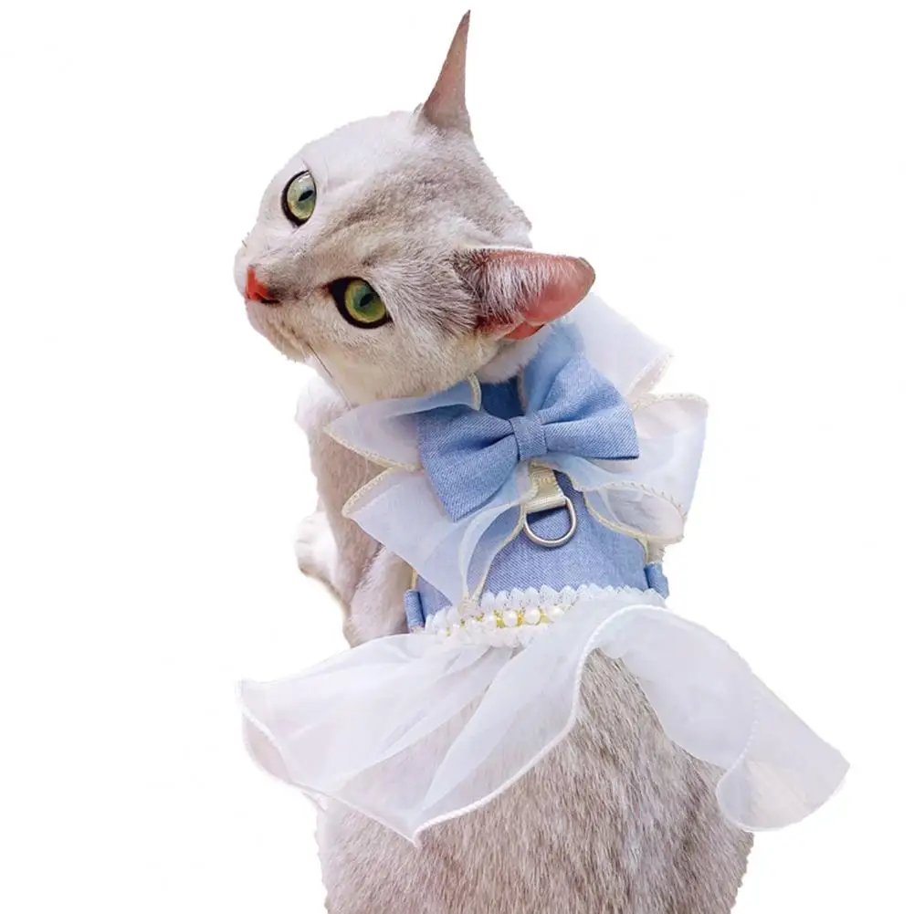 

Fashion Pet Chest Strap Kit Bowknot Dual-purpose Cats Cat Harnesses for Cats Summer Pet Harness and Leash Set cat