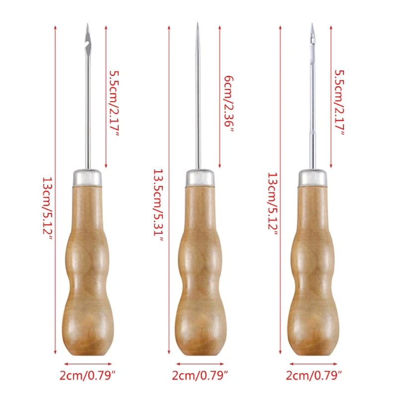 Шило для ремонта обуви с деревянной ручкой кожевенное шитье инструмент