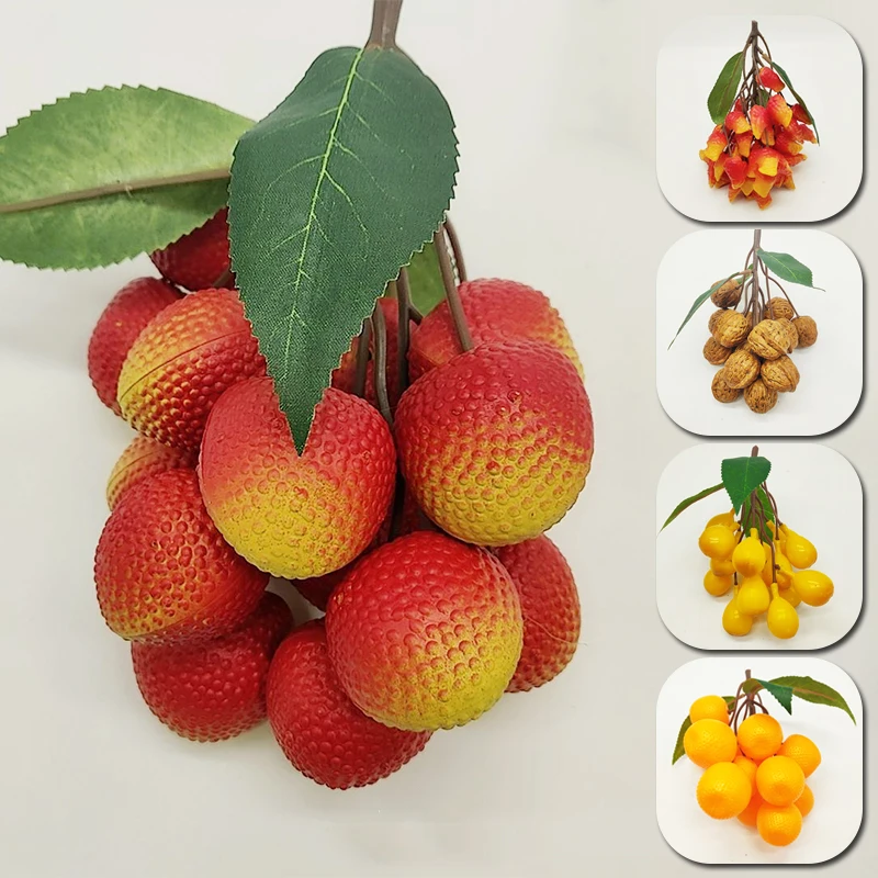 

Новинка 2022, имитация фруктовой струны, вишни, орех, красные даты, арахисовая струна, модель, реквизит для фото, декоративные украшения