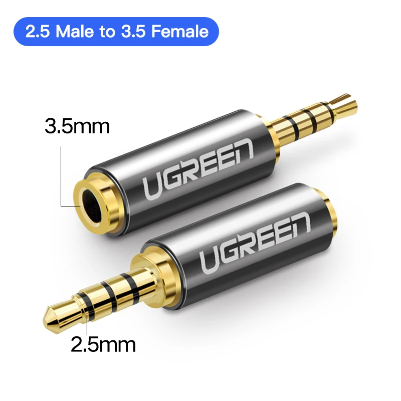 2.5 M to 3.5 F Ugreen Jack 3,5 мм до 2,5 мм аудио адаптер 2,5 мм штекер 3,5 мм Гнездовой разъем для Aux акустический кабель Разъем для наушников 3,5 - Цвет: 2.5 M to 3.5 F
