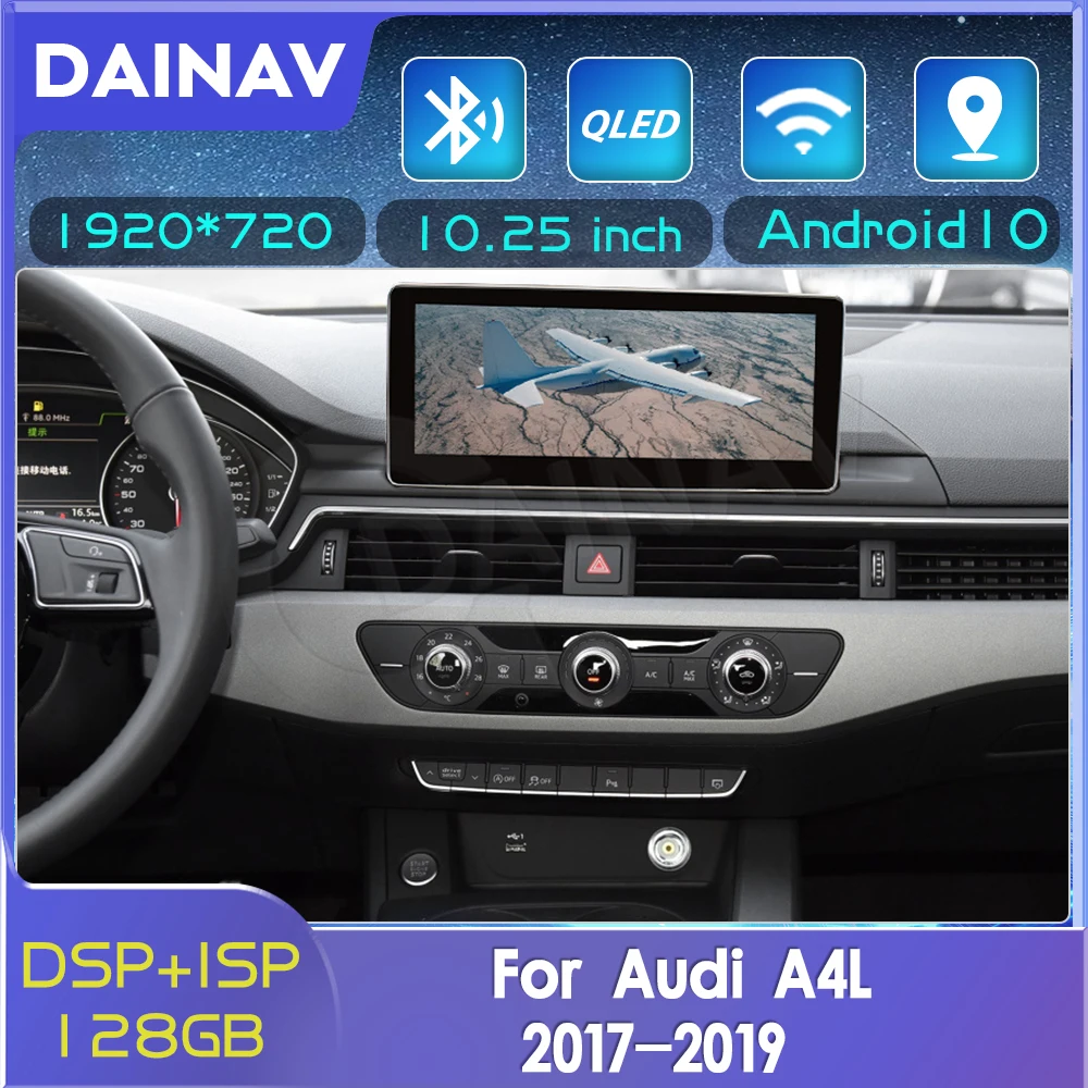 

Автомобильный радиоприемник с антибликовым экраном 10,25 дюйма, Android, для Audi A4L 2017-2019, навигация, мультимедийный плеер, проводной стереоприемник Carplay