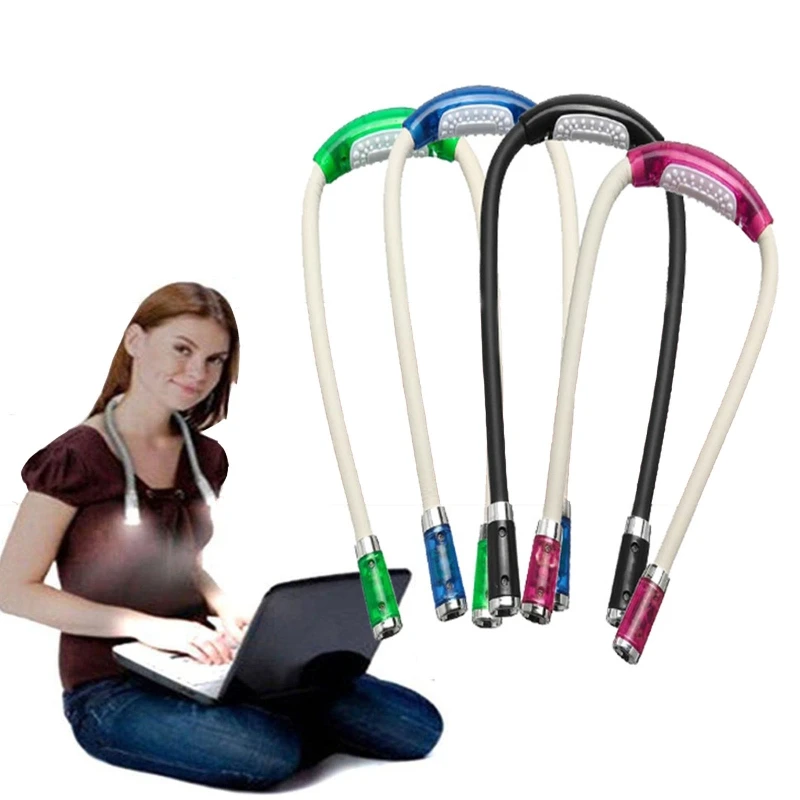 

4 LED Hanging Neck Book Light Bendable Eye Protection Reading Light Neck Lamp