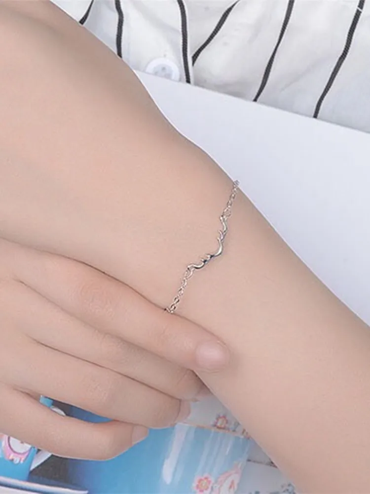 

Brand Simple Fashion Elk Antlers Bracelet For Women Girl Chritmas Gift 925 Sterling Silver Jewelry pulseira