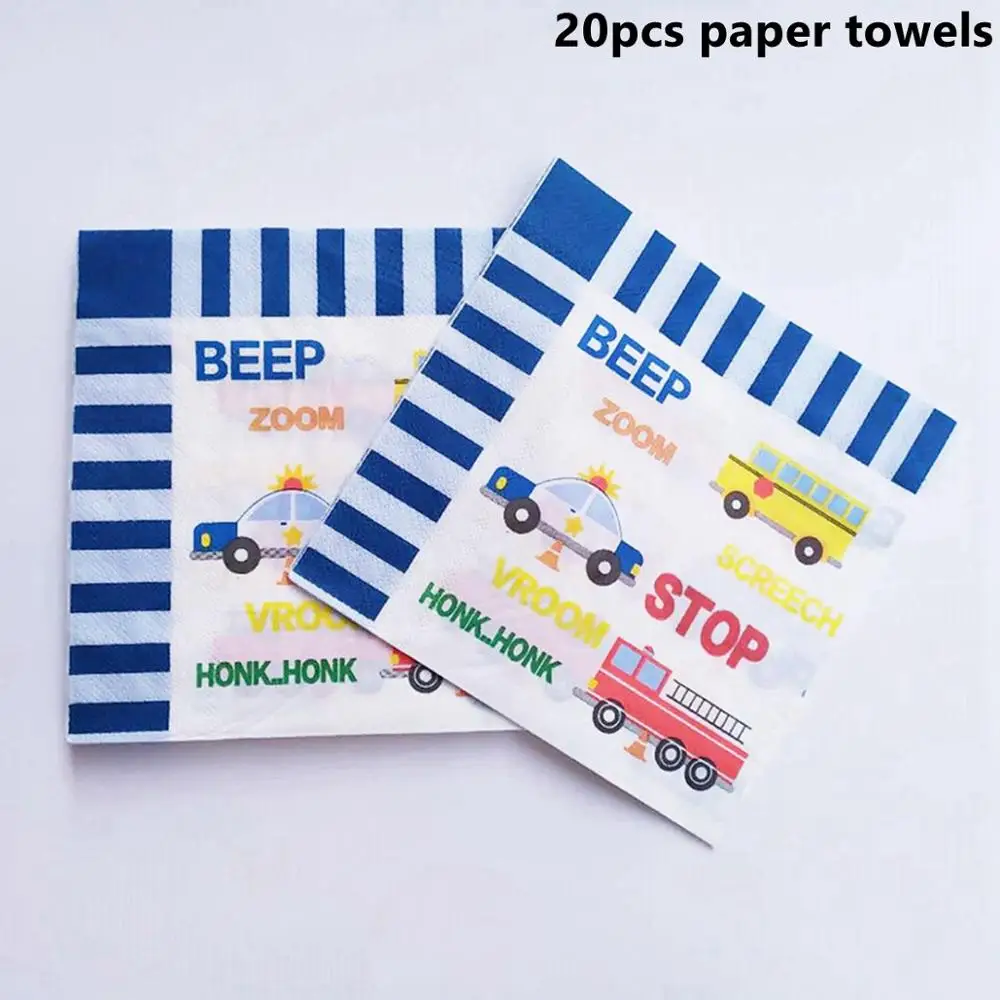 Napkins Taoup 10 шт. автомобильные воздушные шары для грузовиков латексные строительные машины тематические вечерние украшения для вечеринки на день рождения для мальчиков - Цвет: Napkins