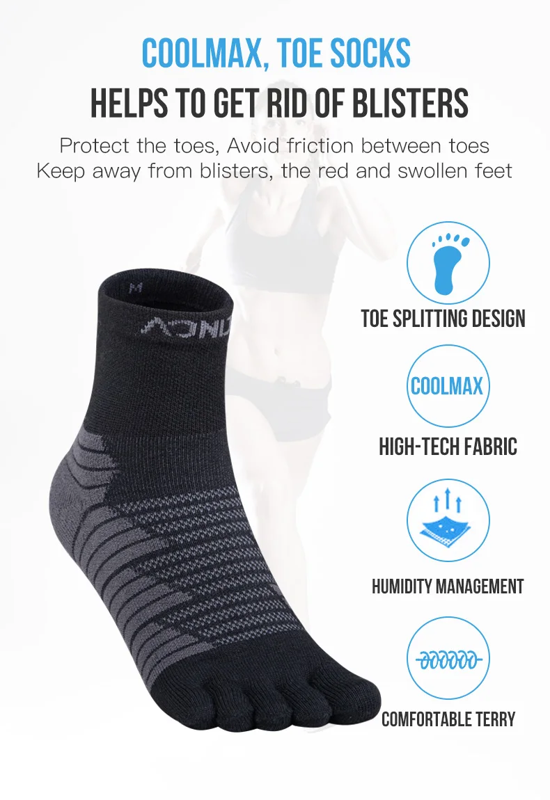 AONIJIE Warm Thickened Terry Toe Barefoo Socks Mini Crew Five Fingers Ultra Cycling Running Soccer Basketball Sports Yoga Men Wo