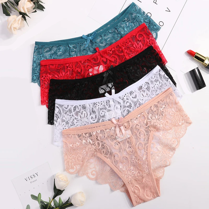 Ixuejie 5Pcs/lot Plus Size S/XL High Quality Women's Panties Sexy Transparent Underwear Women Lace Soft Briefs Sexy Lingerie