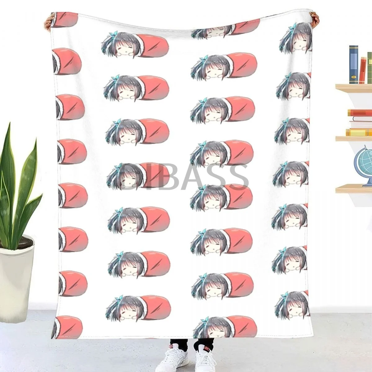 

Sleepy Anime Girl Throw Blanket 3D Printed Flannel Throw Blankets