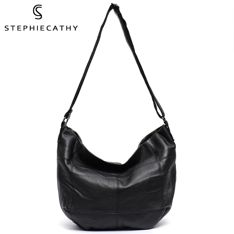 

SC Brand Casual Style Genuine Leather Hobo Women Natural Cowhide Shoulder Crossbody Handbags Patchwork Large Female Travel Bags
