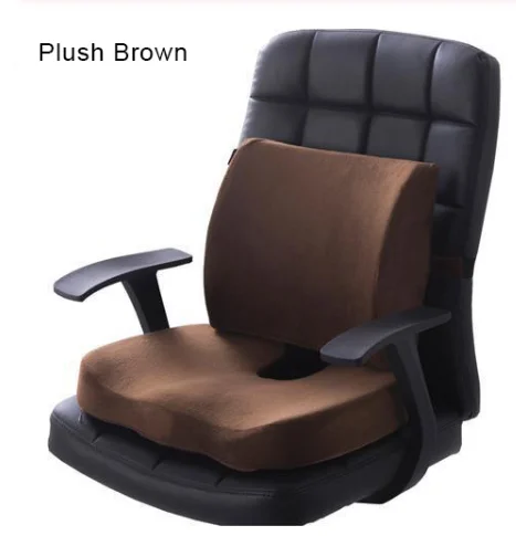 Plush Brown 2 в 1 бамбуковое волокно с эффектом памяти, подушка для сиденья, Подушка для спины, медленный отскок, поддержка талии, набор для дома, офиса, забота о здоровье, Подушка для стула - Цвет: Plush Brown