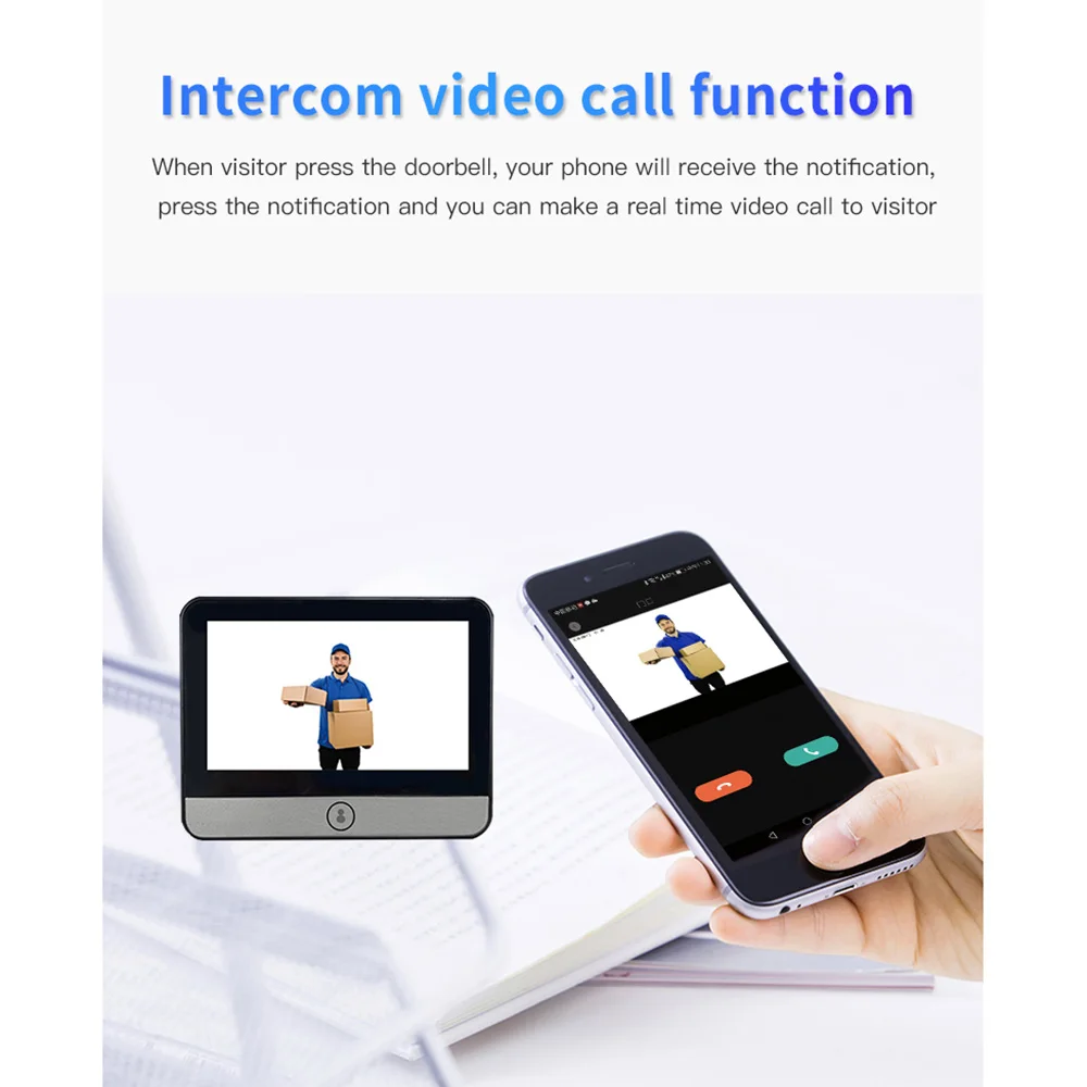 Дверной глазок VIDEW 4 3 дюйма Tuya видеодомофон с дверным звонком Wi Fi функцией ночного