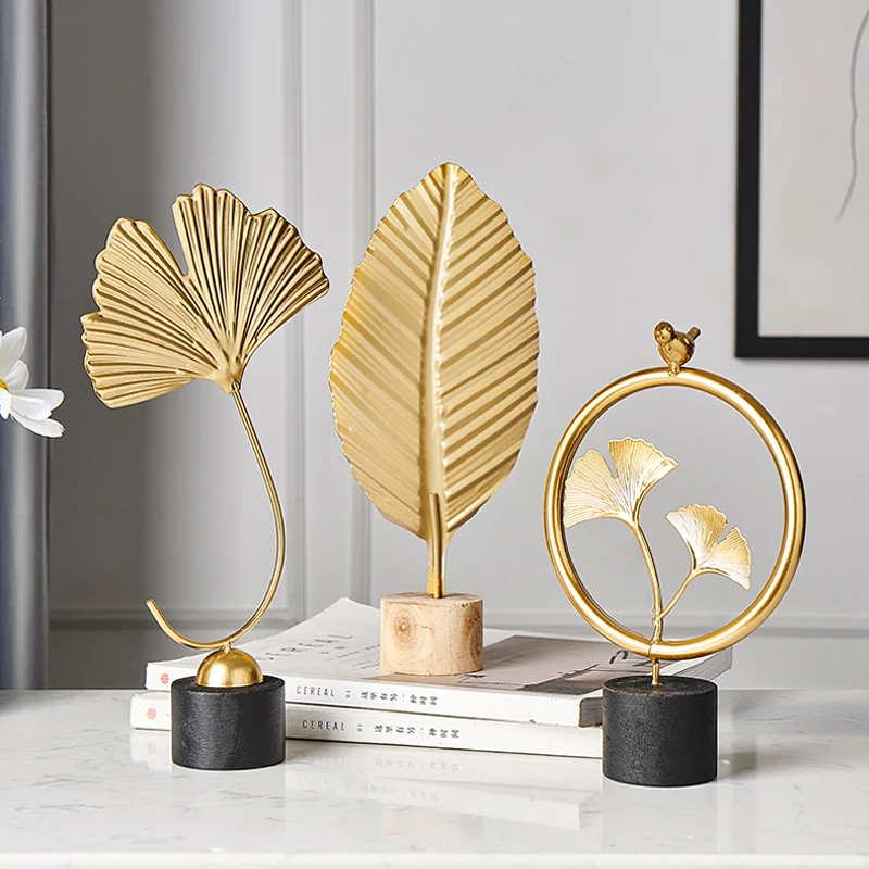 Аксессуары для украшения дома Скандинавская декорация золотые листья железная