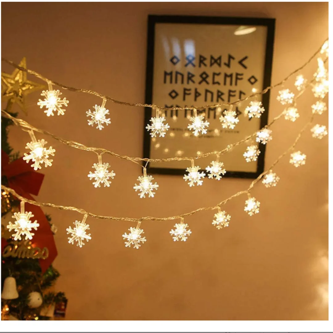 

GoMi Christmas Lights, 16.5ft 40 LED Snowflake String Lights, Decorative Lights Battery Operated Fairy Lights