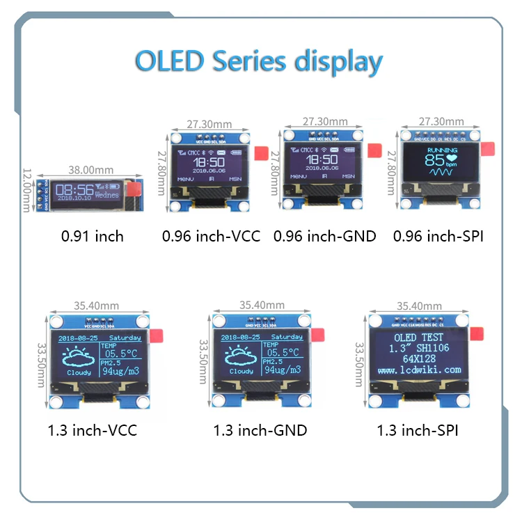 

Белый слово OLED серии 0,91 inch/0,96 inch/1,3 дюйма OLED дисплей модуль IIC I2C SPI 128X64 I2C SSD1306 12864 ЖК-дисплей для