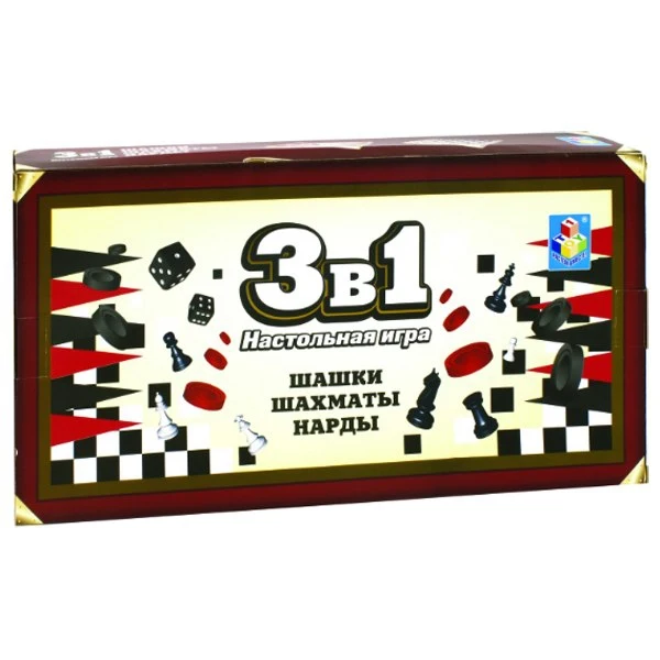 Игра настольная 3в1 1 Toy шашки шахматы нарды магнитные 13 5х7 5х2см Т12057| |