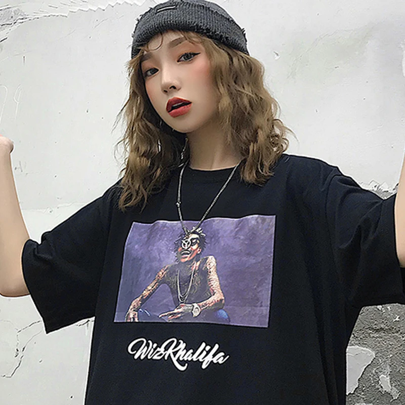 Корейская Винтажная футболка в стиле Харадзюку Женская Повседневная с принтом K