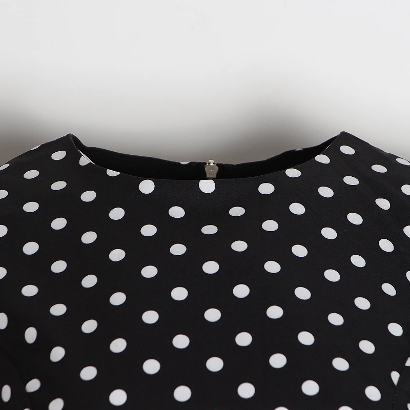 Женский винтажный костюм TWOTWINSTYLE в горошек с круглым вырезом и пышными рукавами