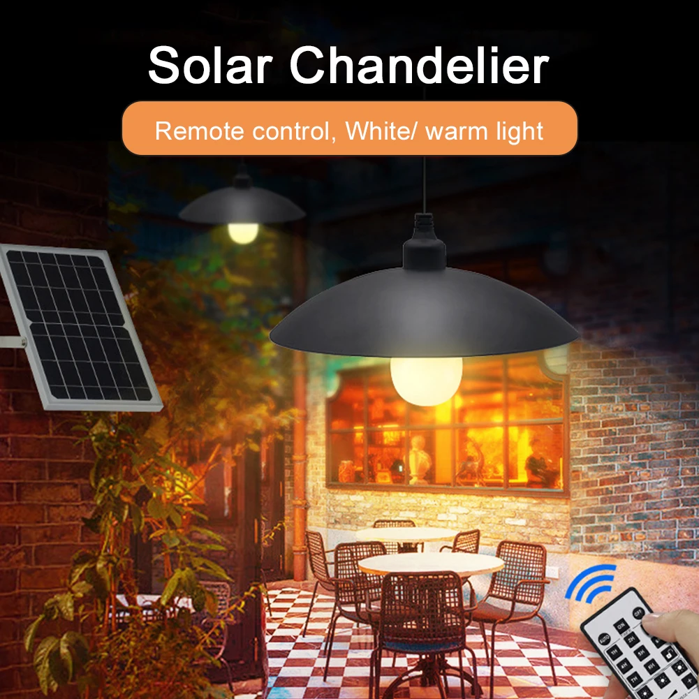 

Rechargeable Patio Parking Lot LED Light Solar Chandelier Easy Install Home Backyard Outdoor Garden Garage Night Lighting