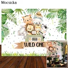 Wild One Baby Shower Backdrop Woodlan Animal вечерние фоны для фотосъемки с изображением слона льва Детские Вечерние Декорации