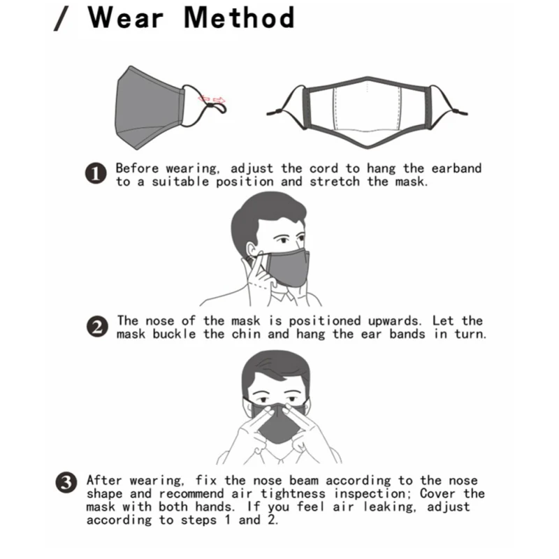 

Cotton PM2.5 Black Mouth Face Mask with 10 Activated Carbon Filter Windproof Mouth-muffle for Men Women Black Fashion