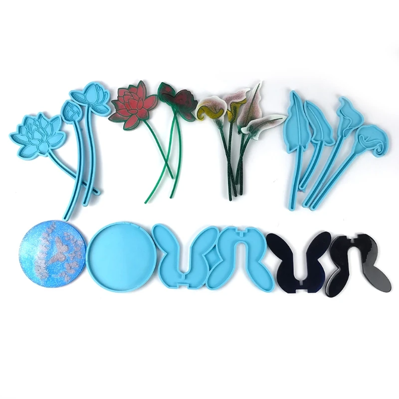 

4Pcs Flower Bottle Tray Silicone Resin Molds Kit DIY Lotus Flower Lily Flower Epoxy Resin Casting Mould DIY Craft Tools