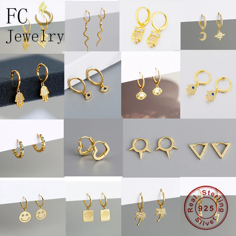 Женские серьги с эмалью FC из серебра 100% пробы 925 кристаллами совы в виде глаз |