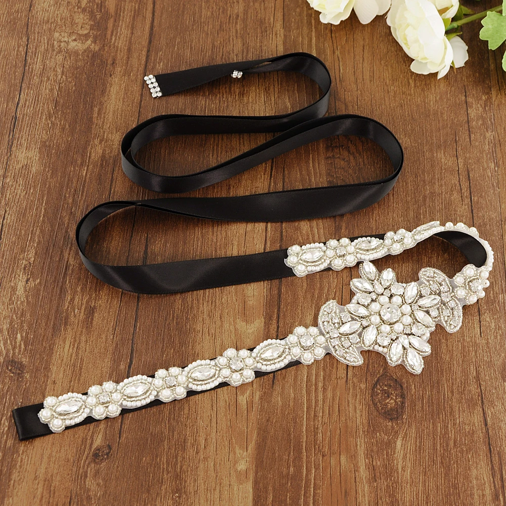 

TRiXY S348 Luxury Rhinestones Bridal Belt Crystal Pearls Ribbons Wedding Belt Sashes Bridal Bridesmaids Dresses Accessories