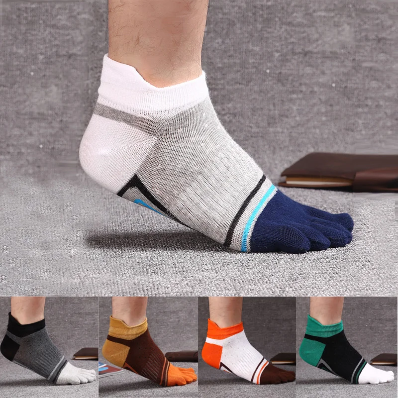 

10pcs = 5 pairs Men socks fashion new cotton five fingers toe socks Color mosaic Deodorant business casual Europe wild socks