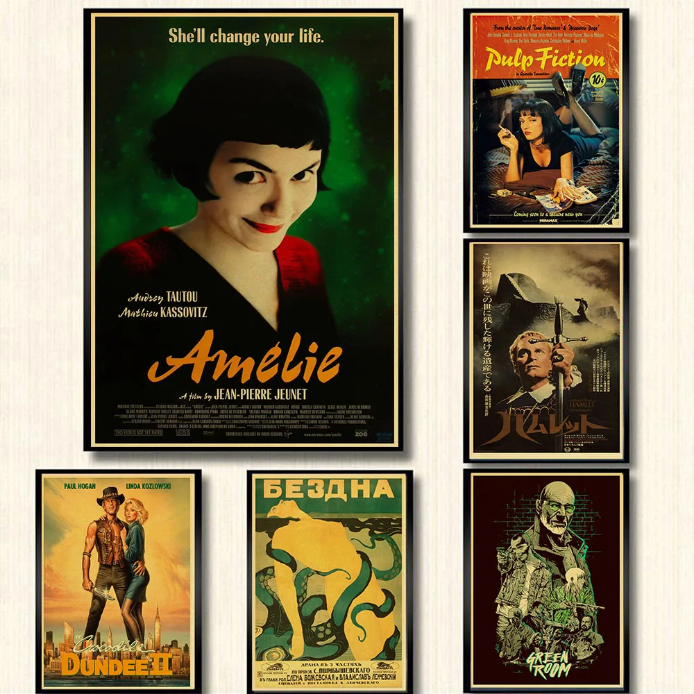 Бумажный ретро постер Amelie в винтажном стиле|pulp fiction poster|paper posteramelie poster |