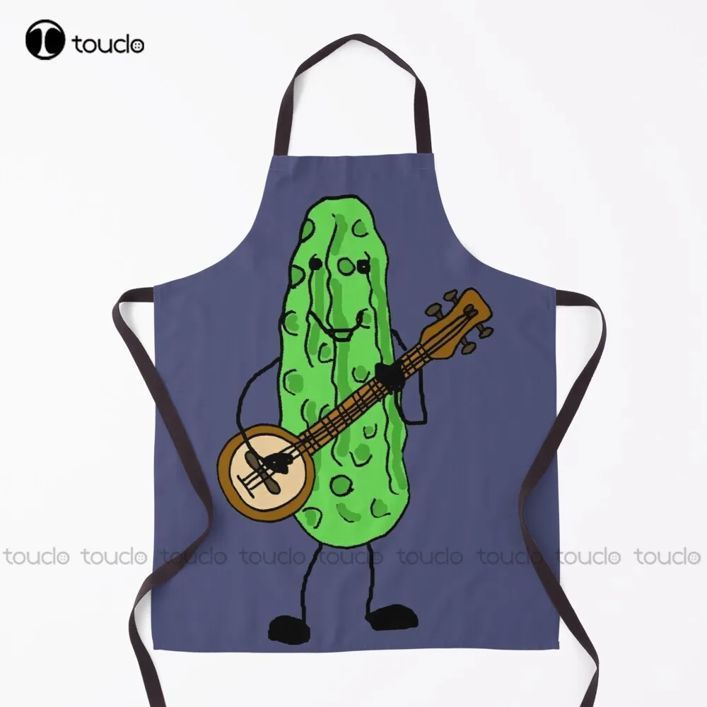 

Funny Pickle Playing Banjo Music Cartoon Apron Grilling Aprons Personalized Custom Cooking Aprons Unisex Adult Apron New