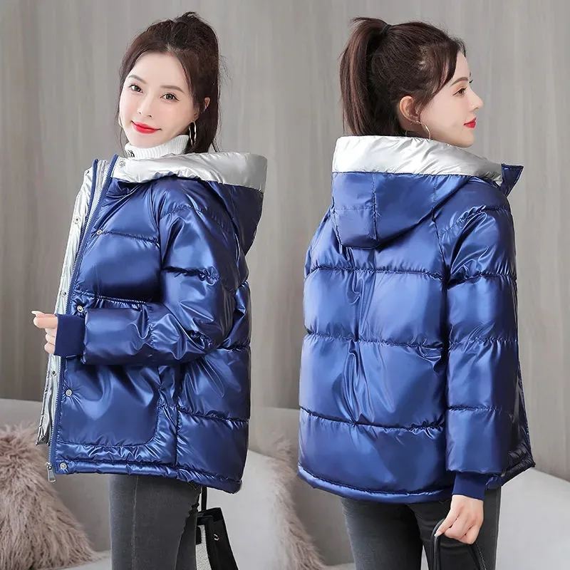 

2021 New Women's Winter Parka Fashion Cotton Down Hooded Jacket Plus Size Short Padded Warm Bread Coat Thick Clothes Female