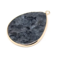 hot selling natural stone flash stone pendant drop shape diy making bracelet necklace jewelry accessories 30x45mm
