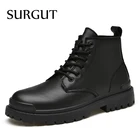 Мужские теплые кожаные ботильоны SURGUT, коричневые повседневные ботинки из коровьей кожи, деловые Полусапоги для прогулок, обувь для зимы,