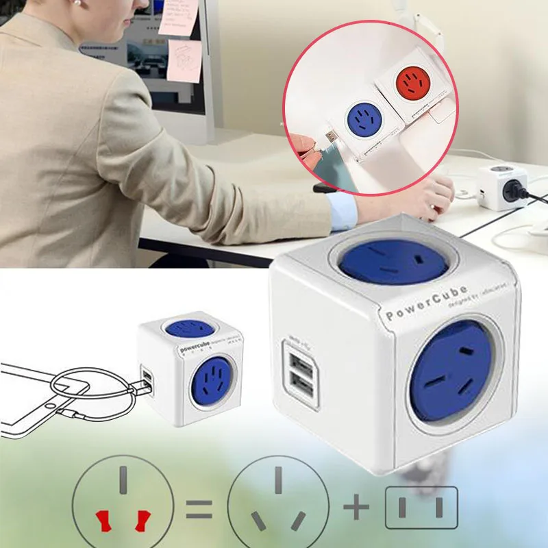 Power Cube Socket USB Ports Adapter Switched Expandable Multifunction | Electrical Sockets