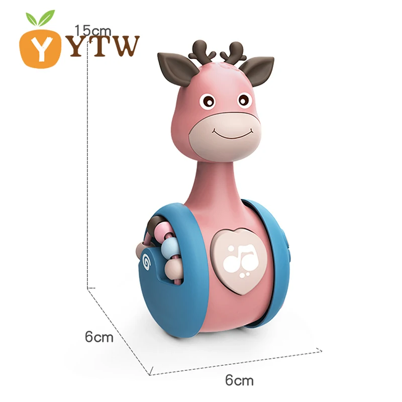 

Sliding Deer Baby Tumbler Rattle Learning Education Toys Newborn Teether Infant Hand Bell Mobile Press Squeaky Roly-Poly Toy