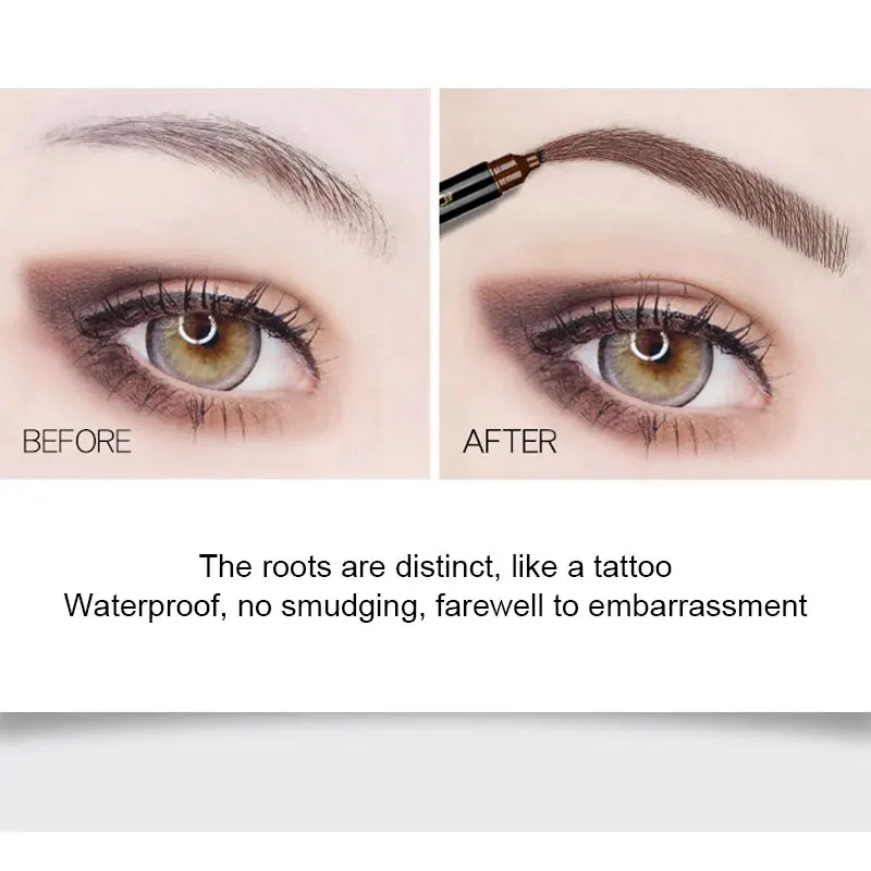 2 в 1 карандаш для бровей с четырьмя вилками жидкая подводка глаз водостойкая