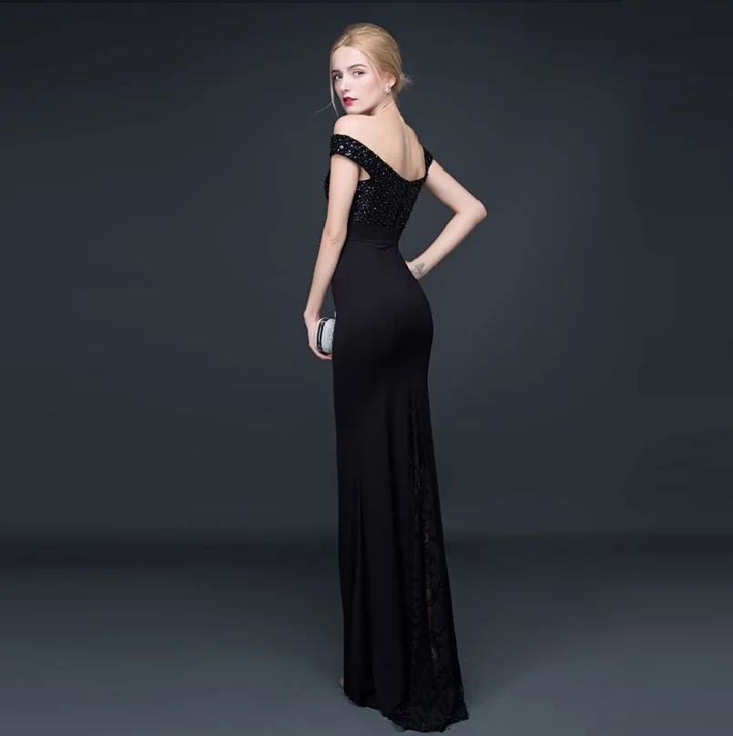 

Women's formal prom evening dress off shoulder beading chiffon mermaid wedding party dress Plus size Ceremony Cocktail Dresses