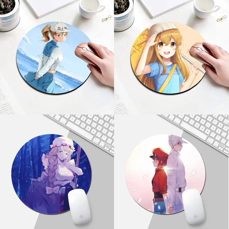 

Yinuoda Cells at Work Keyboards Mat Rubber Gaming mousepad Desk Mat Round Desk Gamer Gaming Mat For PC Laptop Round Mouse Pad