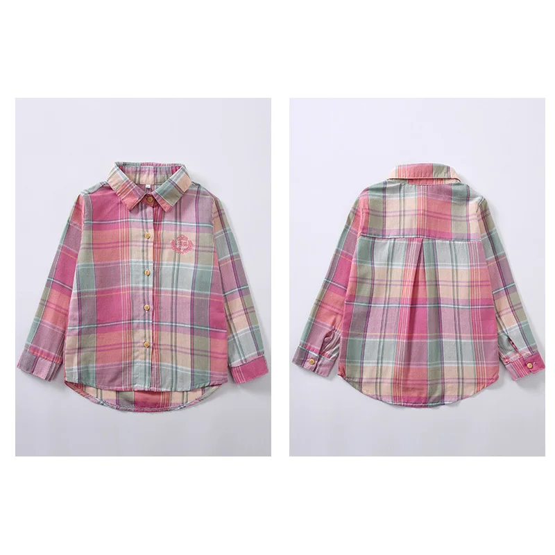 

Plaid Blouse For Girls Kids Girl Blouse Long Sleeve 2020 Spring Casual Teenage Tops Turn Down Collar Cotton Children's Shirts