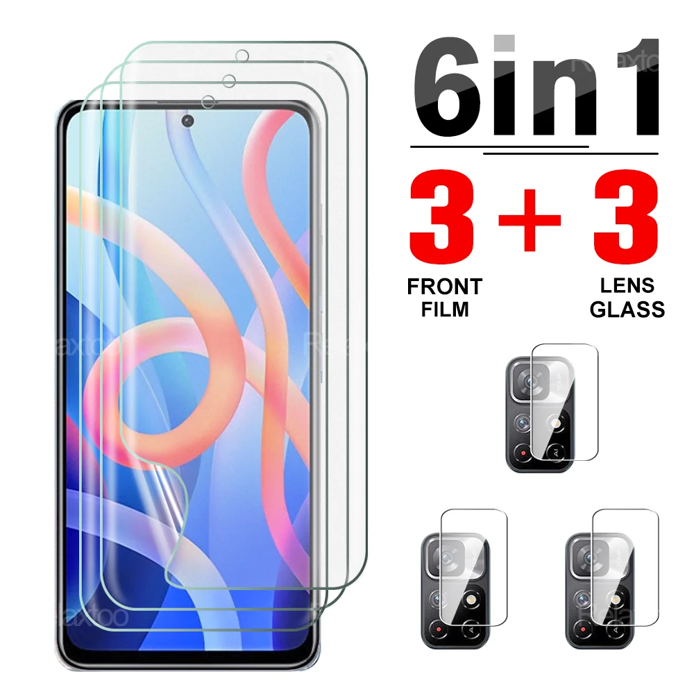 

Гидрогелевая пленка 6 в 1 для Xiaomi Redmi Note 11 Pro Plus, защита экрана, мягкое стекло для объектива камеры, защитная пленка, полное покрытие