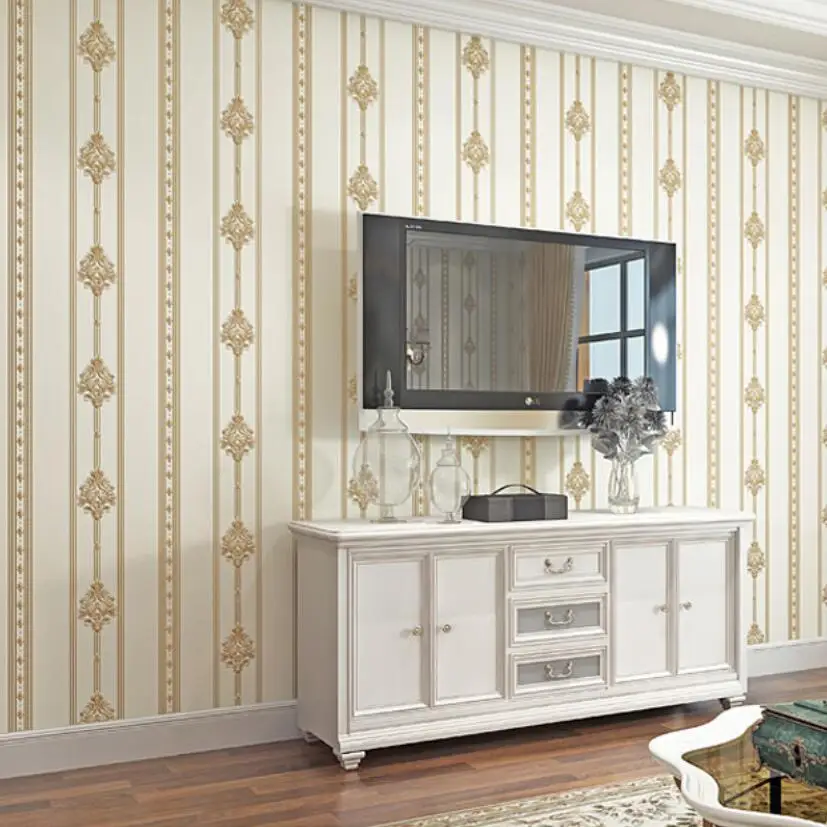 3d винтажные роскошные стены гостиной обои декор Классический цветок Полосатый