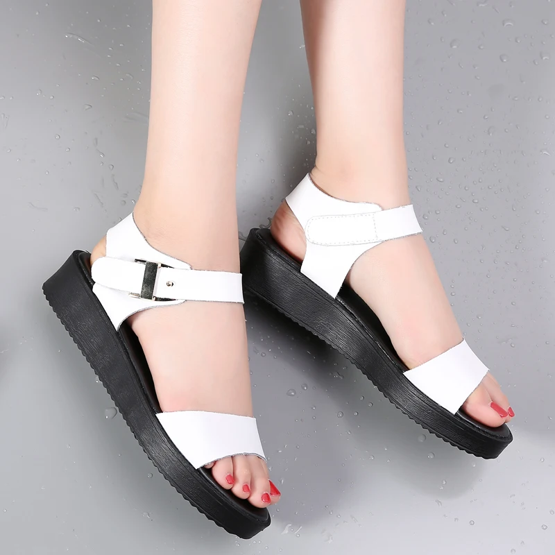 2019 г. летние женские сандалии из натуральной кожи на плоской подошве с ремешками