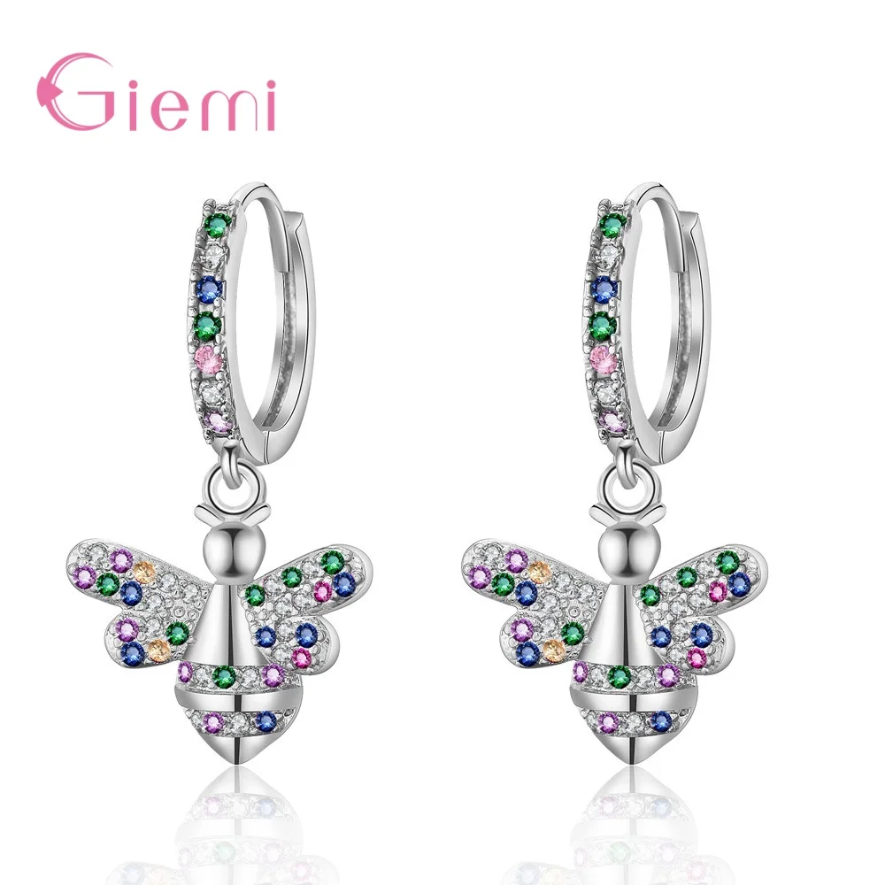 Женские серьги-капельки в виде пчелы из стерлингового серебра 925 пробы с