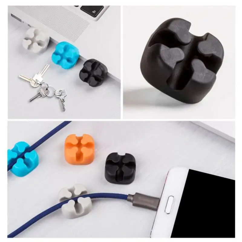 

10 Pcs Silicone Cable Organizers Self-adhesive Desktop Cord Wire Clips Keeper