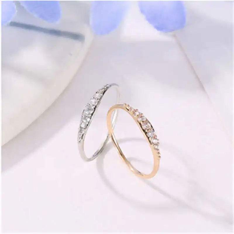 

Hot Single Couple Ring Women Row Drill Ring Tiny Baguette Wedding Ring Exquisite Small Size 6-10 Ring