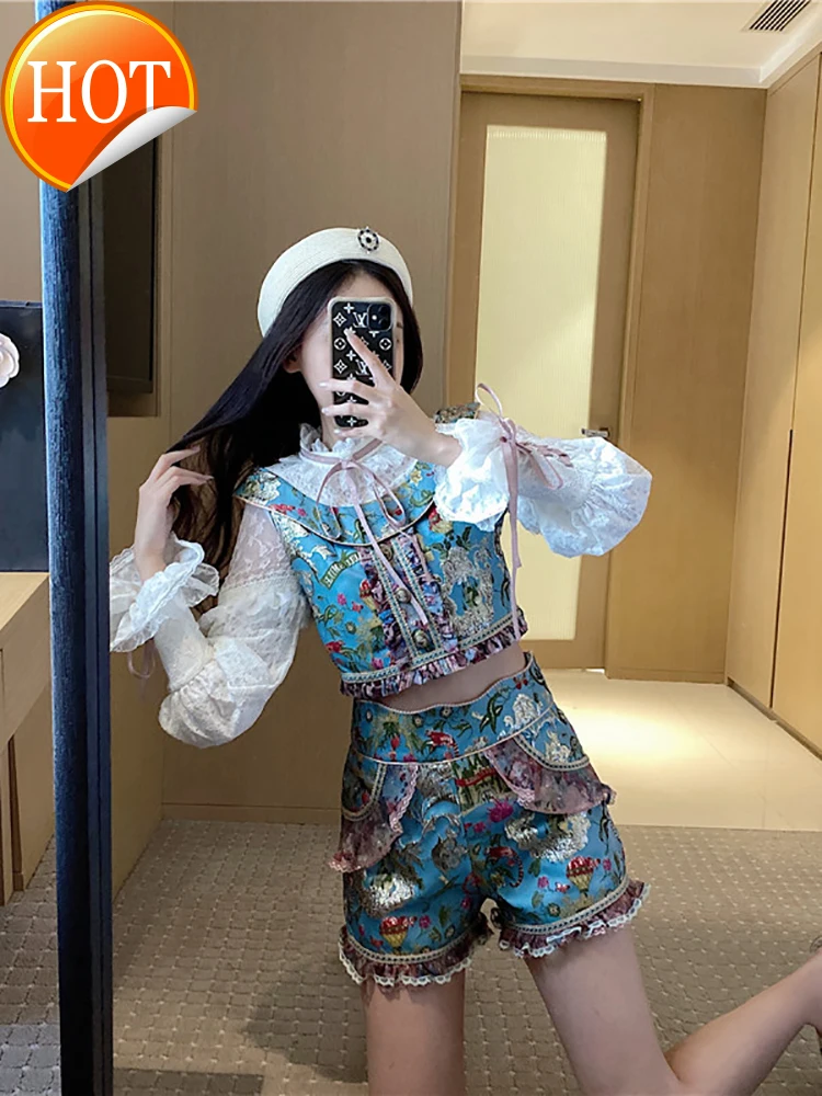 

Женский костюм синего цвета, женское осеннее платье, новинка 2020, повседневные Модные темпераментные шорты, комплект из двух предметов в зар...