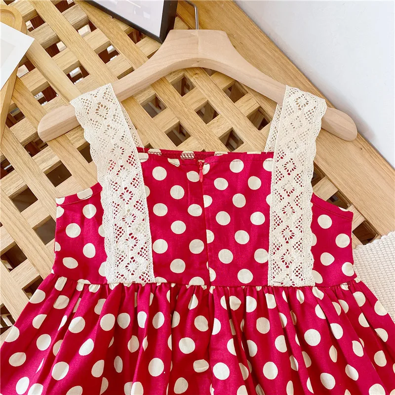 Детское летнее хлопковое платье в горошек без рукавов | Детская одежда и обувь