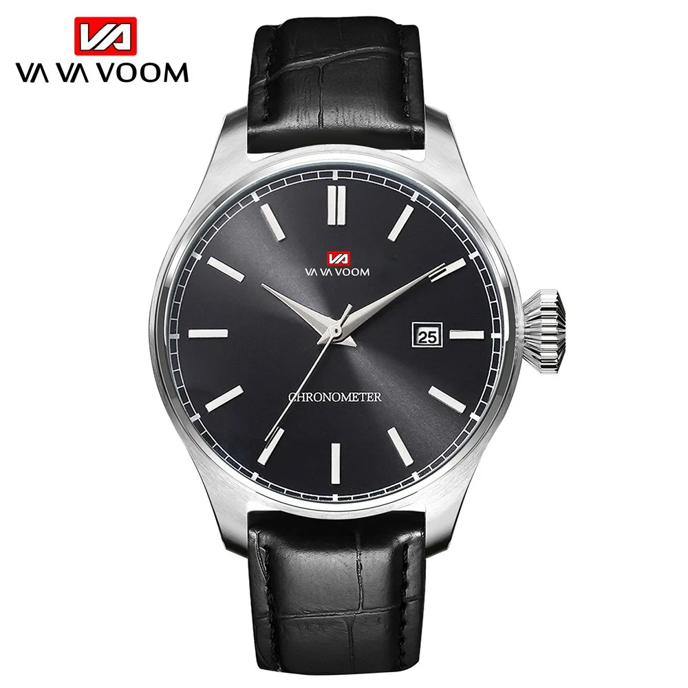 Мужские кварцевые часы на кожаном ремешке с календарем|Кварцевые мужские часы| |